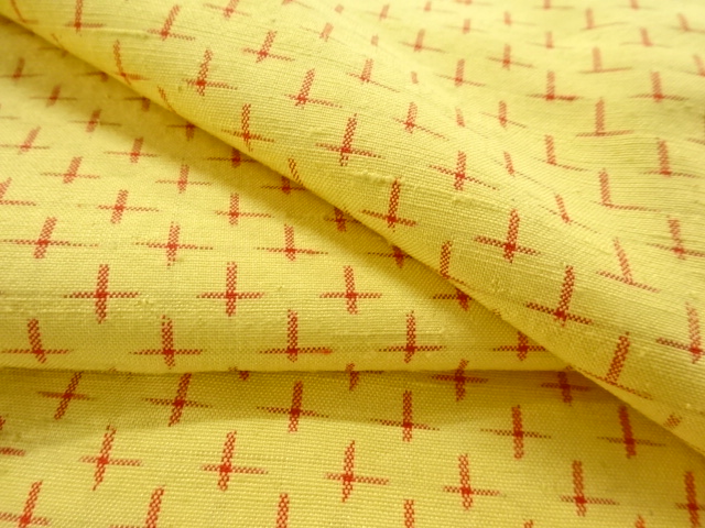  アンティーク　十字絣模様織り出し手織り紬着物